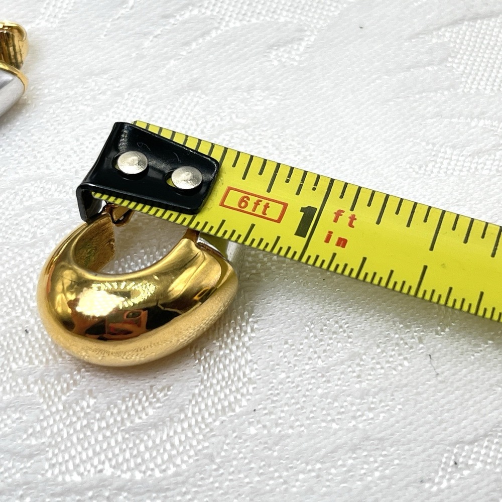 Vintage Givenchy Clip-On Earrings Silver & Gold Tone Signed Paris New York 1976 - Picture 12 of 12